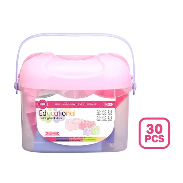 Babies & more Pink 30 Pcs Block Set - Educational Building Toy thumbnail 4