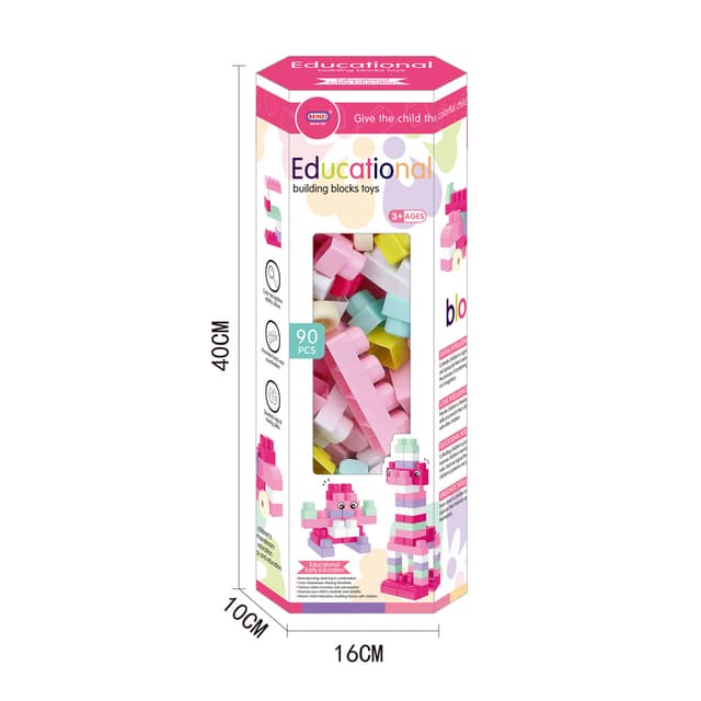 Babies & more Pink 90 Pcs Block Set - Educational Building Toy thumbnail 3