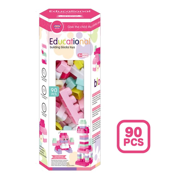 Babies & more Pink 90 Pcs Block Set - Educational Building Toy thumbnail 4