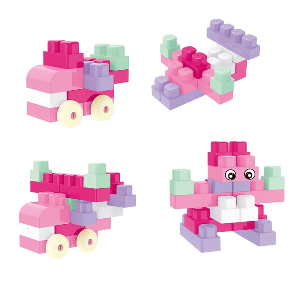 Babies & more Pink 55 Pcs Block Set - Educational Building Toy thumbnail 3