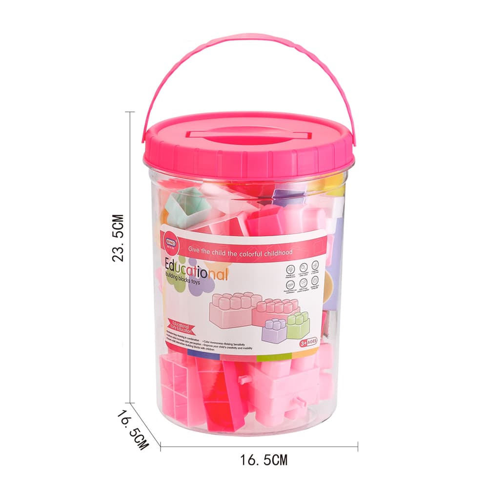 Babies & more Pink 55 Pcs Block Set - Educational Building Toy thumbnail 4