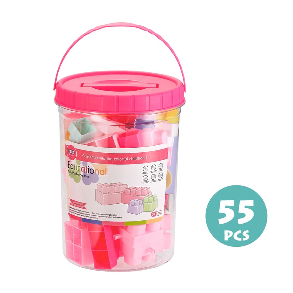 Babies & more Pink 55 Pcs Block Set - Educational Building Toy thumbnail 5