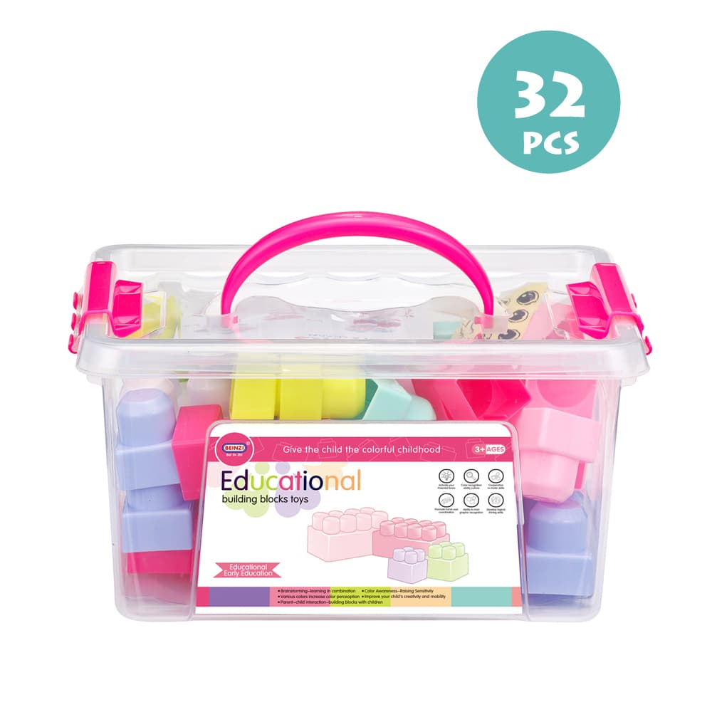 Babies & more Pink 32 Pcs Block Set - Educational Building Toy thumbnail 5