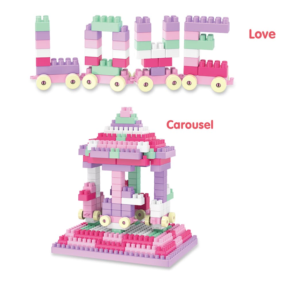 Babies & more Block Set - 260 Pcs - Educational Building Toy - Pink