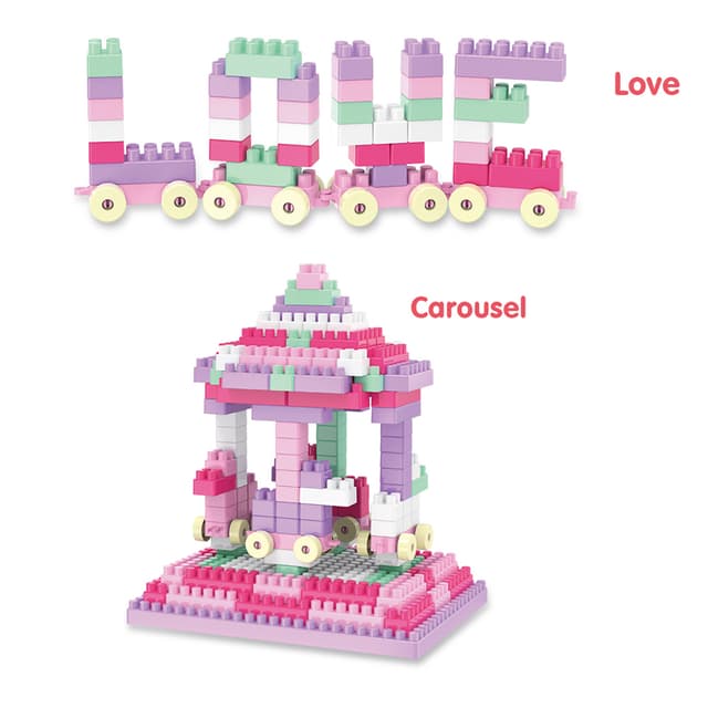 Babies & more Block Set - 260 Pcs - Educational Building Toy - Pink thumbnail 1