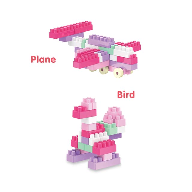 Babies & more Block Set - 260 Pcs - Educational Building Toy - Pink thumbnail 2