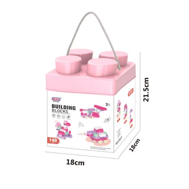 Babies & more Block Set - 140 Pcs - Educational Building Toy - Pink thumbnail 5