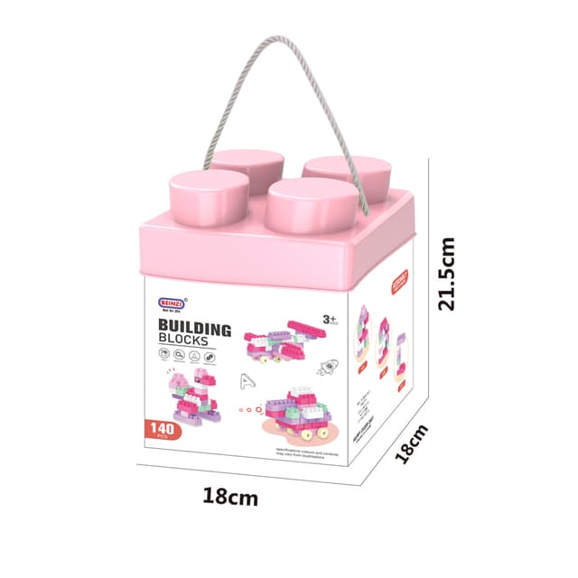 Babies & more Block Set - 140 Pcs - Educational Building Toy - Pink thumbnail 5