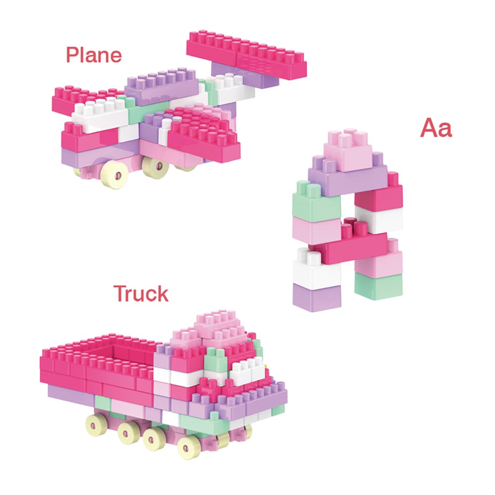 Babies & more Block Desk Set - 100 Pcs - Kids Activity Toy - Pink thumbnail 2
