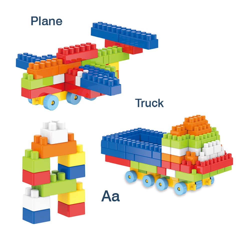 Babies & more Block Desk Set - 100 Pcs - Kids Activity Toy - Blue thumbnail 2