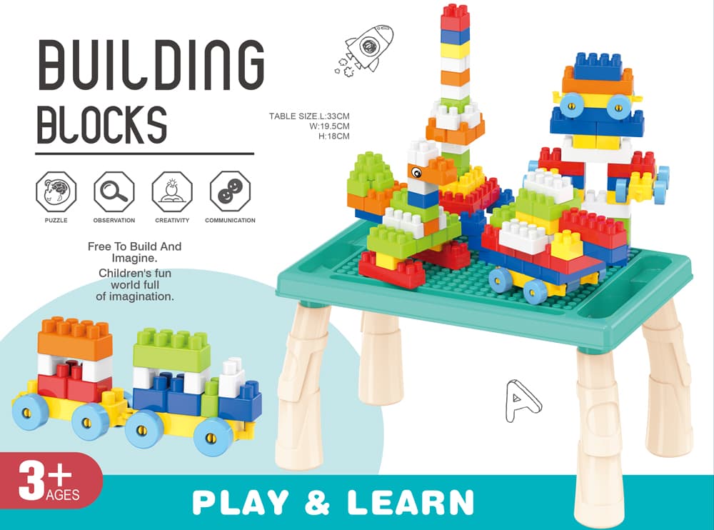 Babies & more Block Desk Set - 100 Pcs - Kids Activity Toy - Blue thumbnail 5