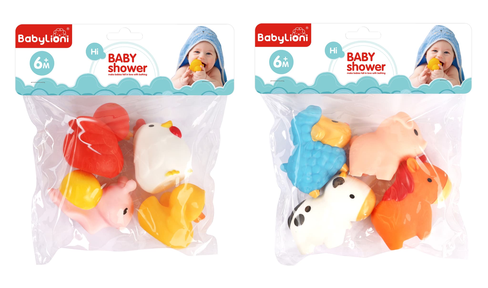 Babies & more 4 Pcs Vinyl Bath Toys - Baby Water Play Toy - Multicolor