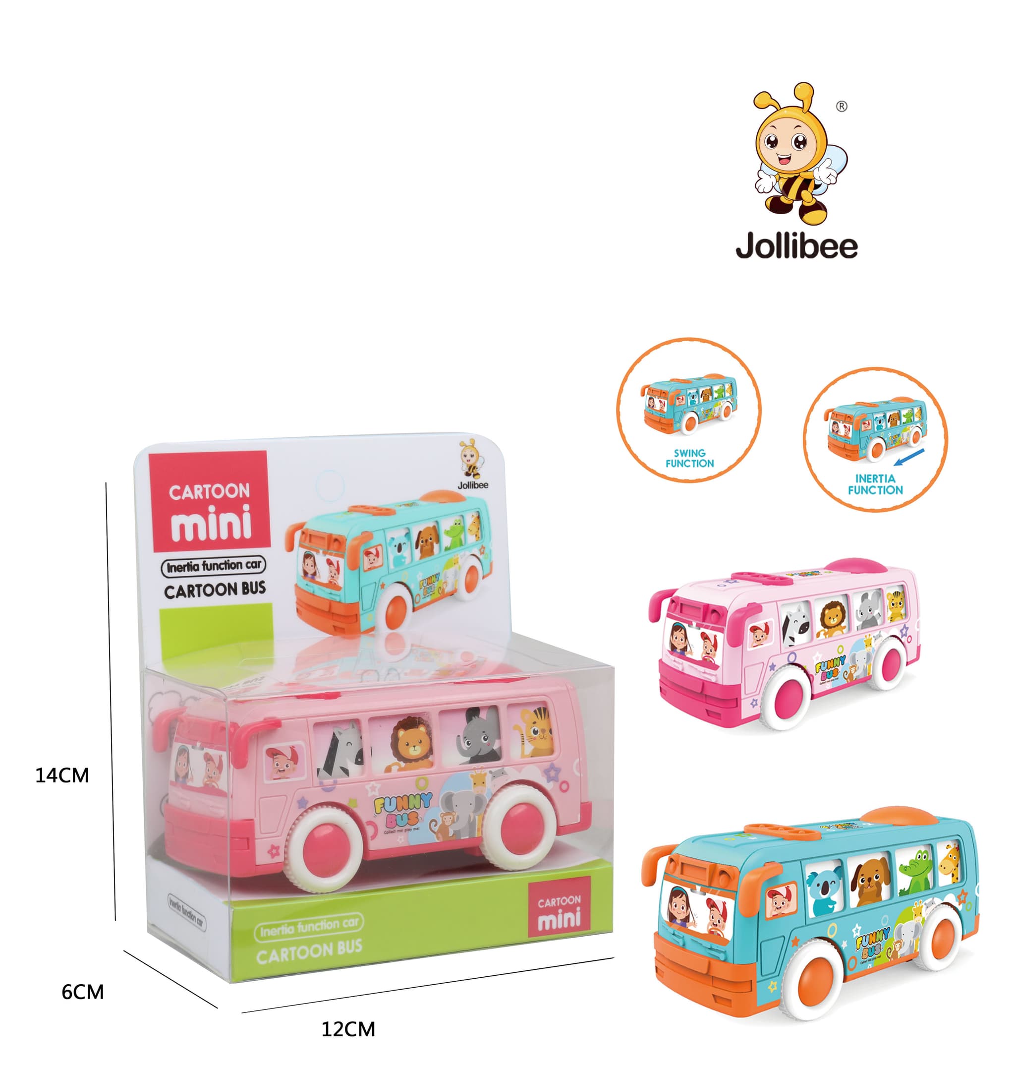Babies & more Mini Bus - Assorted - Baby Vehicle Toy - Pink,Blue