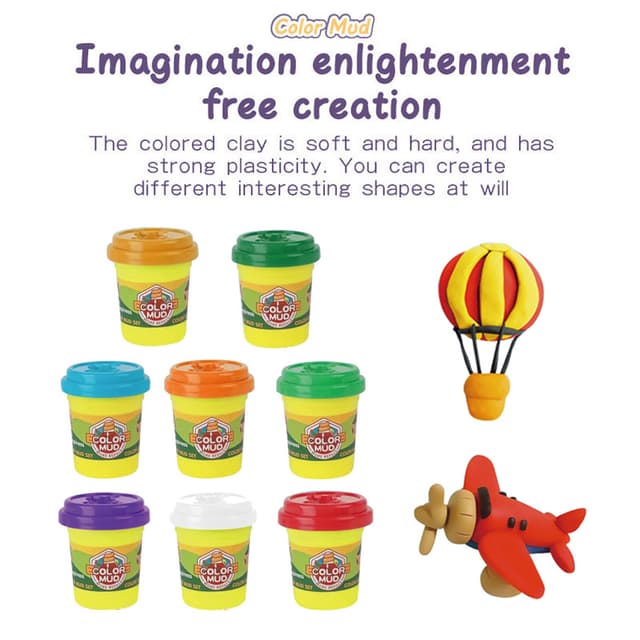 Babies & more 8 Pcs Color Dough - Creative Kids Toy - Multicolor thumbnail 1