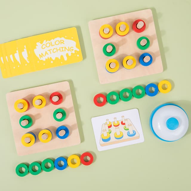 Babies & more Color Matching Wooden Toys - Montessori Learning Toy - Multicolor thumbnail 1