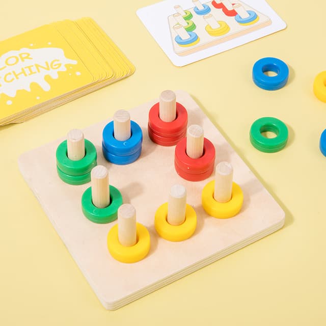 Babies & more Color Matching Wooden Toys - Montessori Learning Toy - Multicolor thumbnail 2