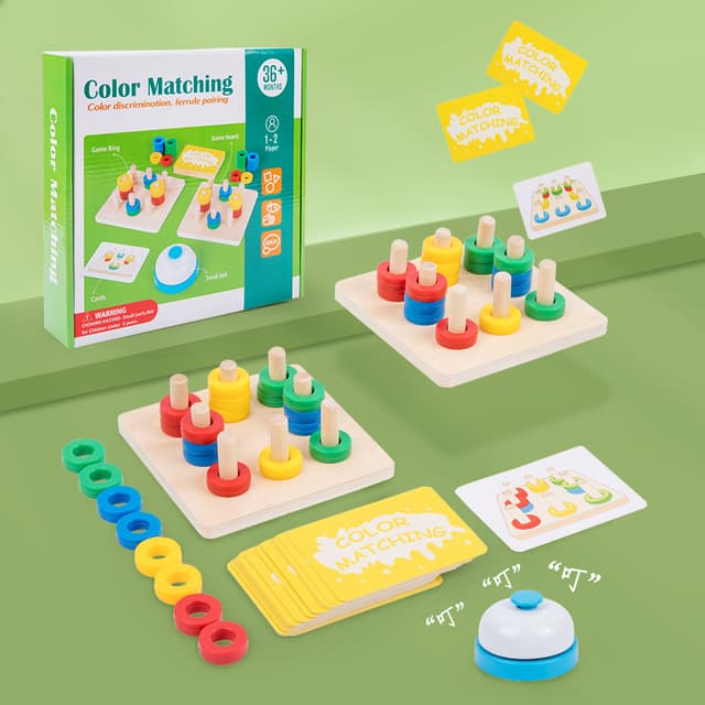 Babies & more Color Matching Wooden Toys - Montessori Learning Toy - Multicolor thumbnail 3