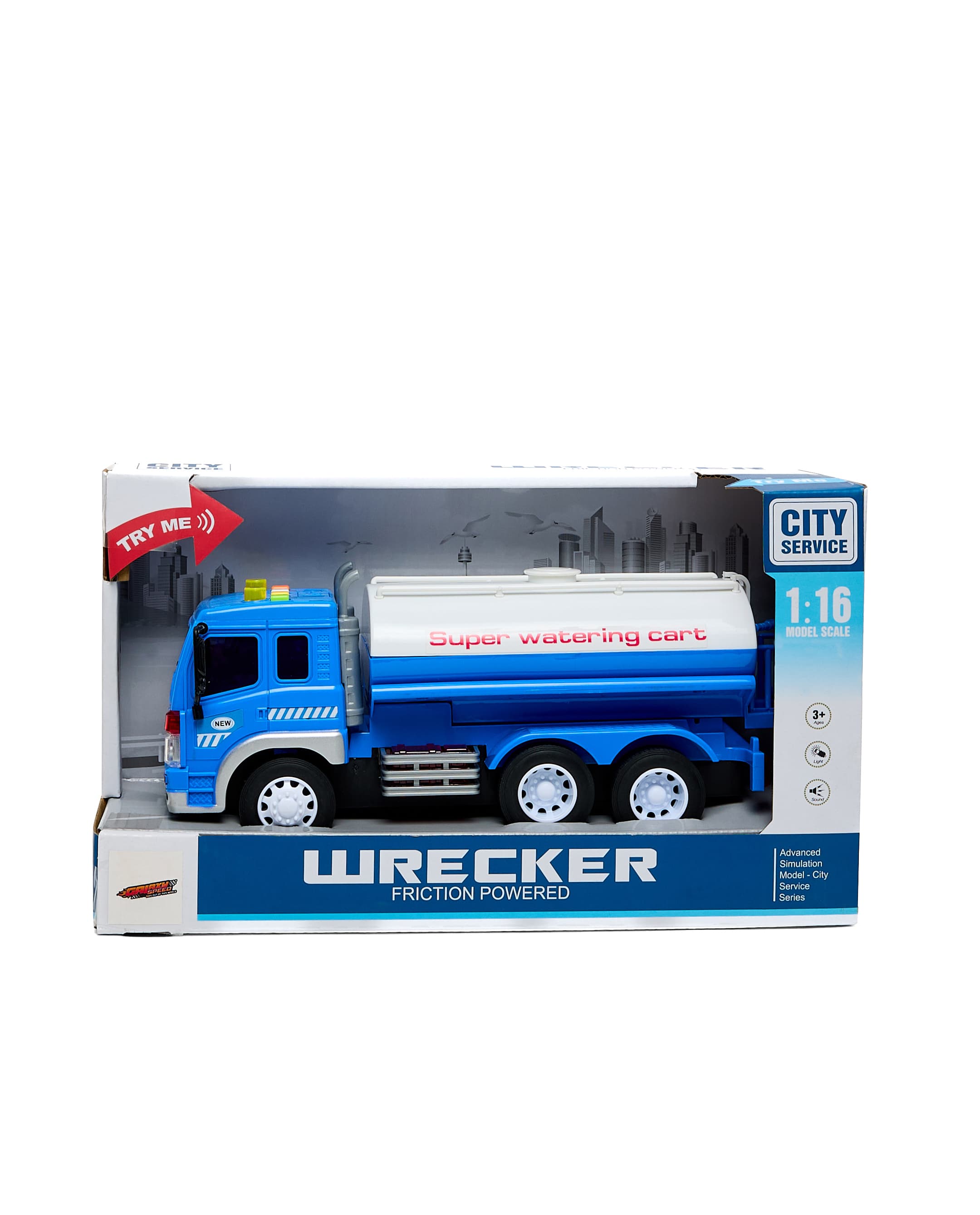 1:16 Friction Wrecker Truck with Light & Sound Blue