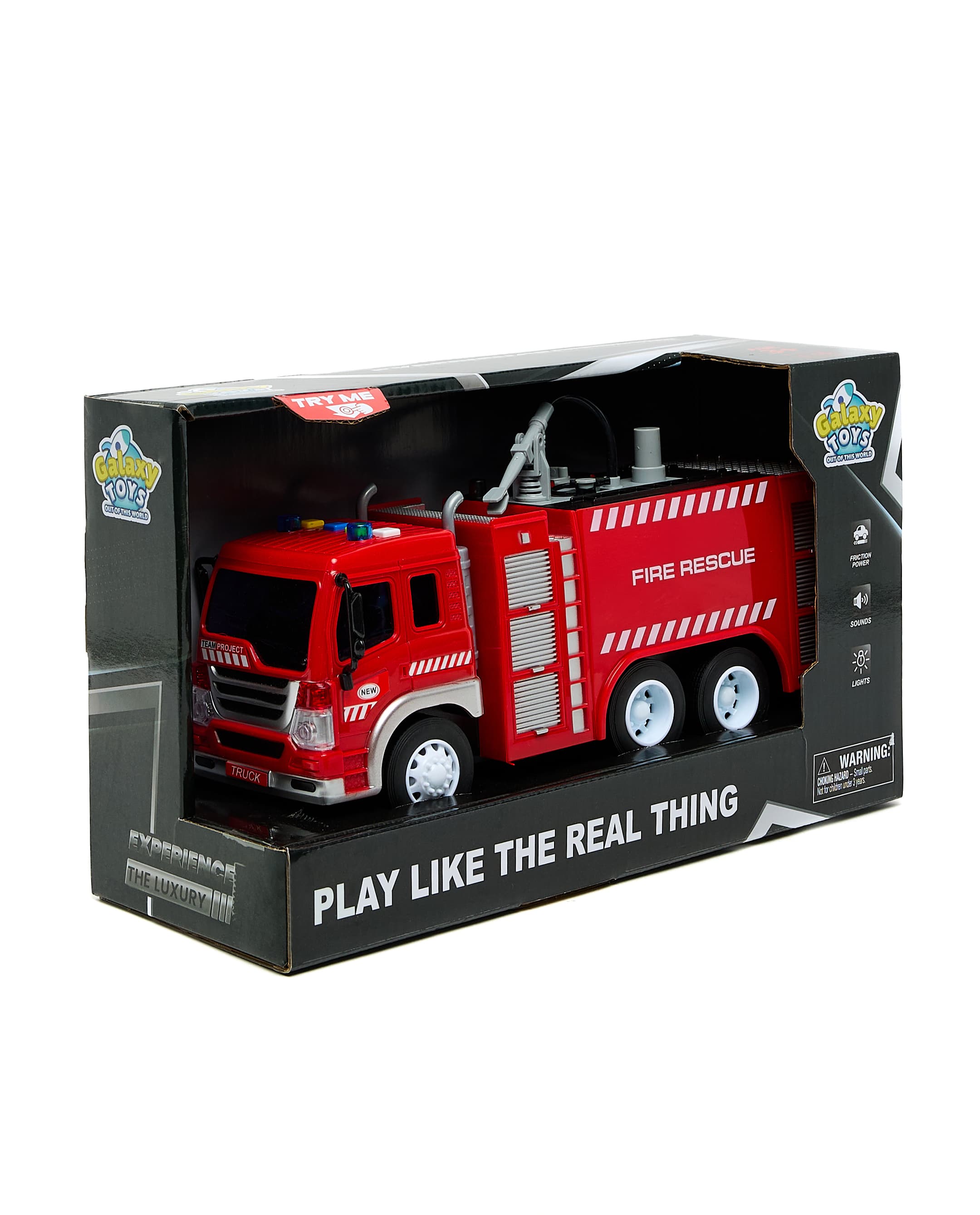 1:16 Friction Fire Truck with Light & Sound - Red thumbnail 3