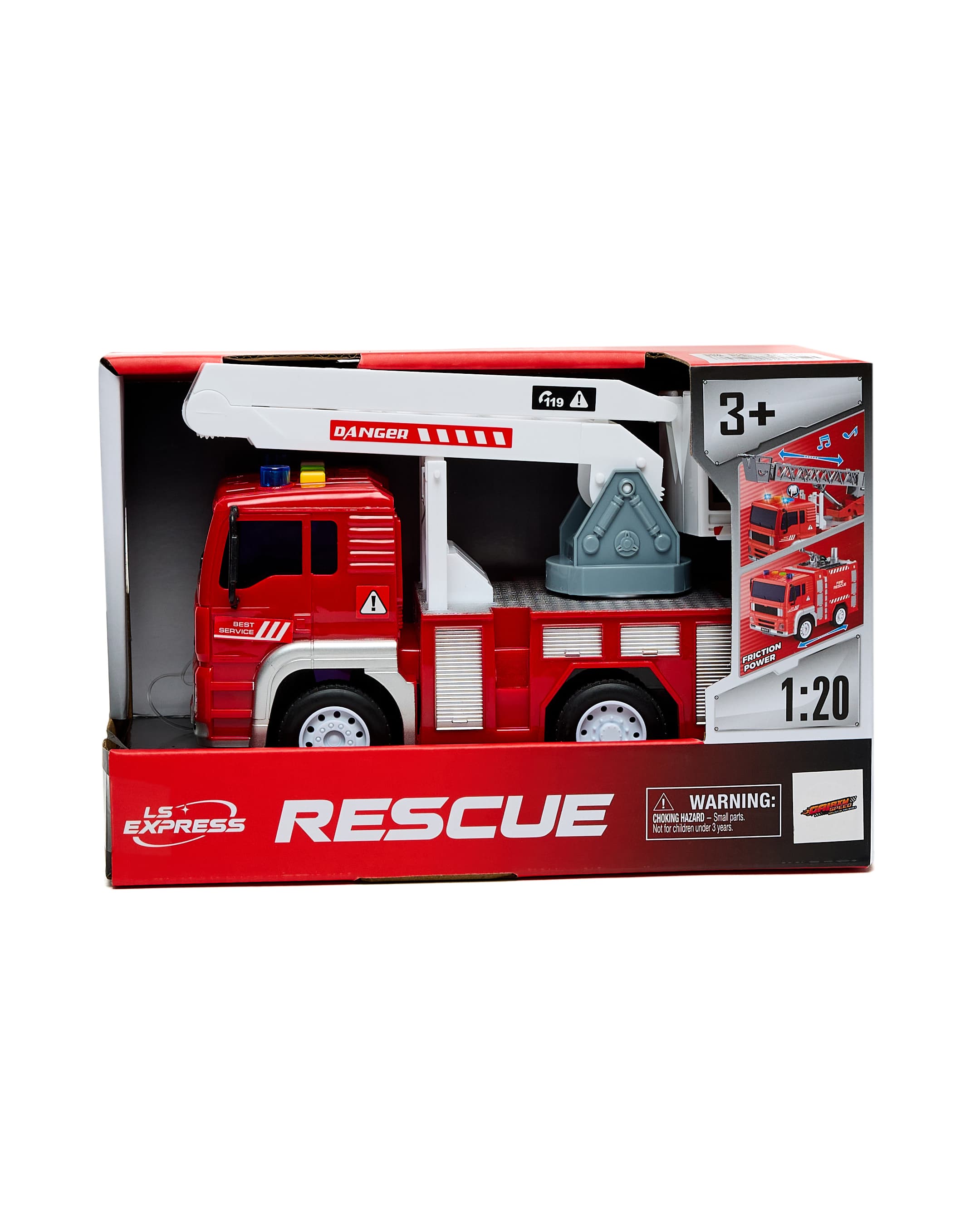 1:20 Friction Fire Truck with Light & Sound Red