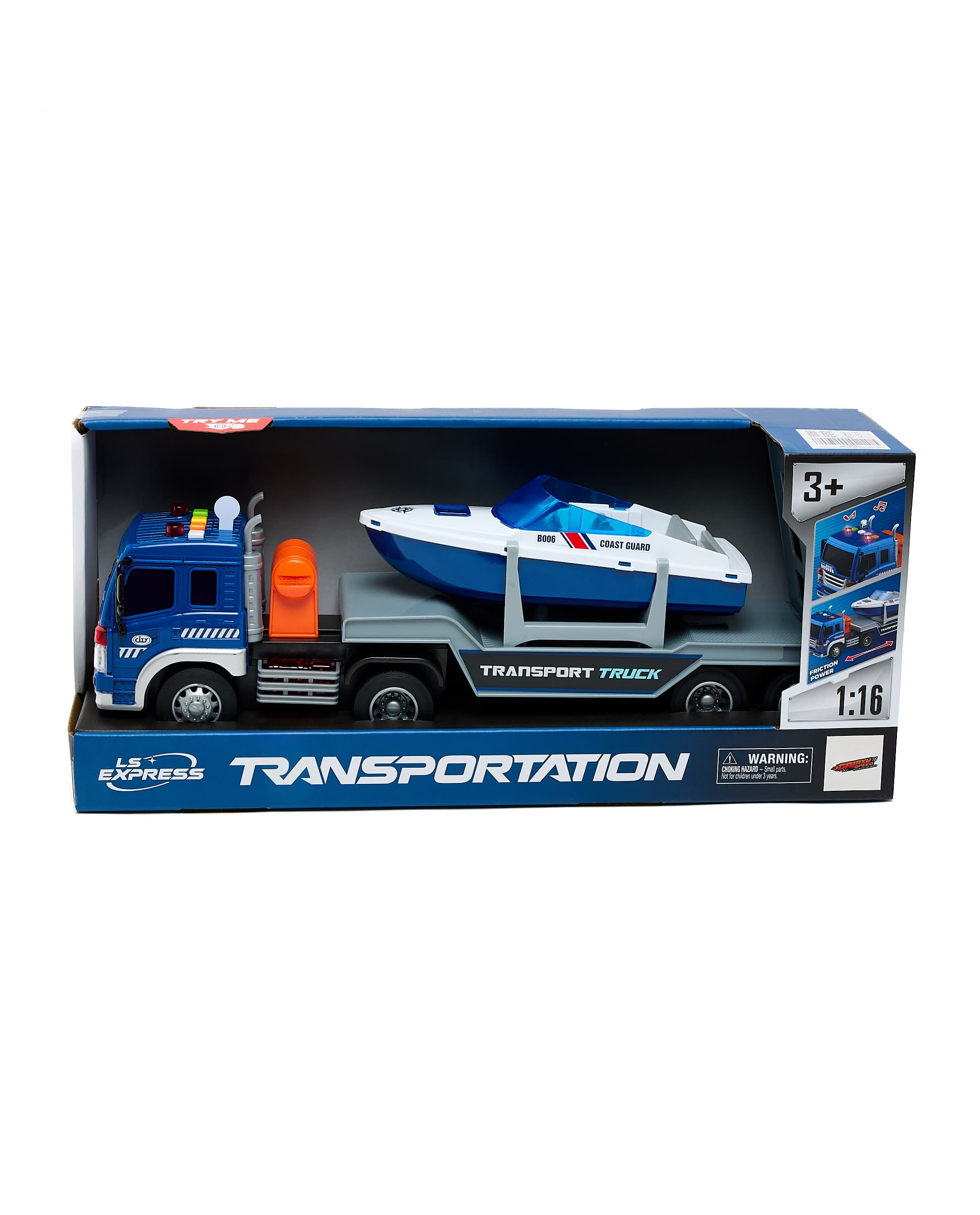 1:16 Friction Trailer with Boat with Light & Sound Multicolor