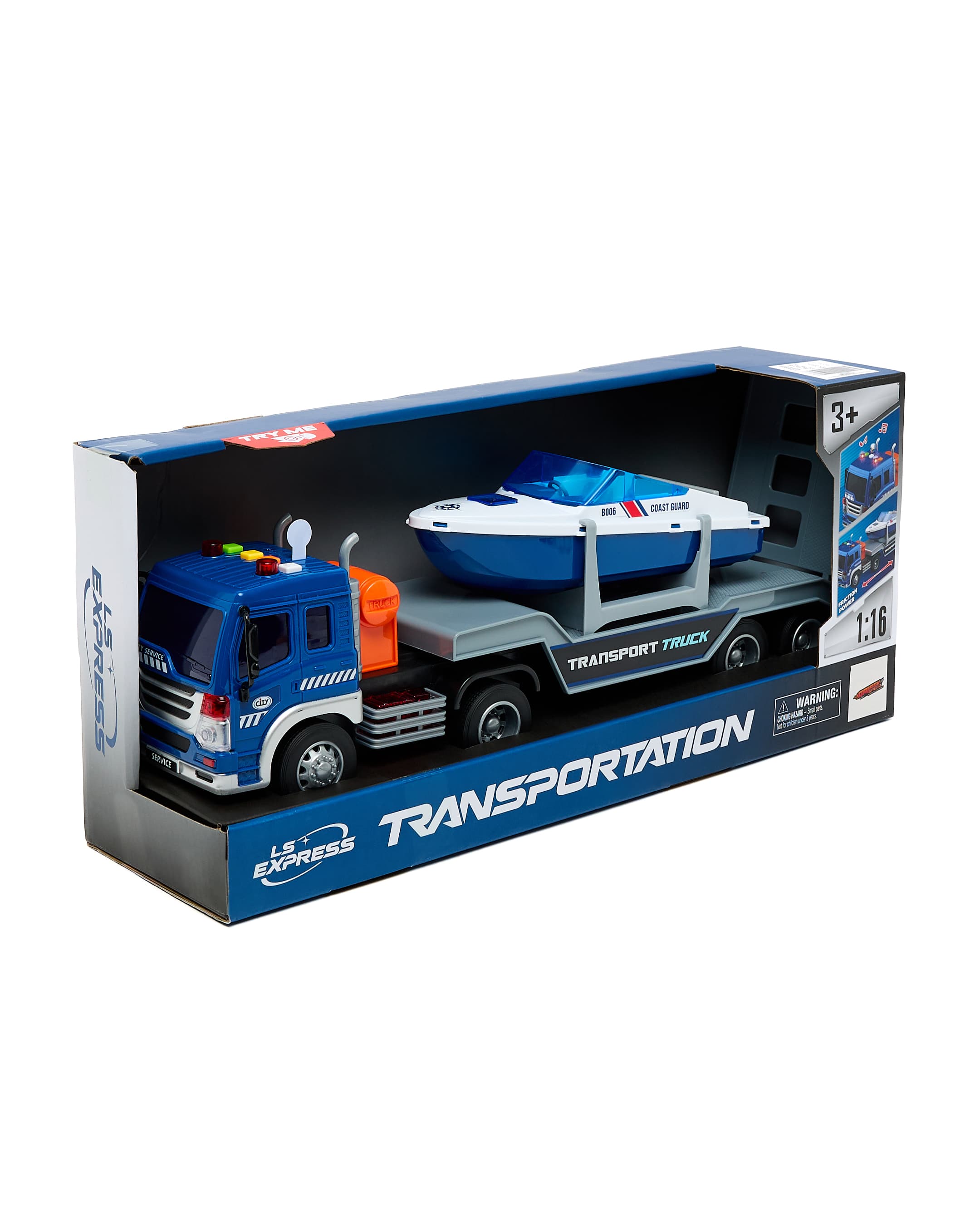 1:16 Friction Trailer with Boat with Light & Sound Multicolor thumbnail 3