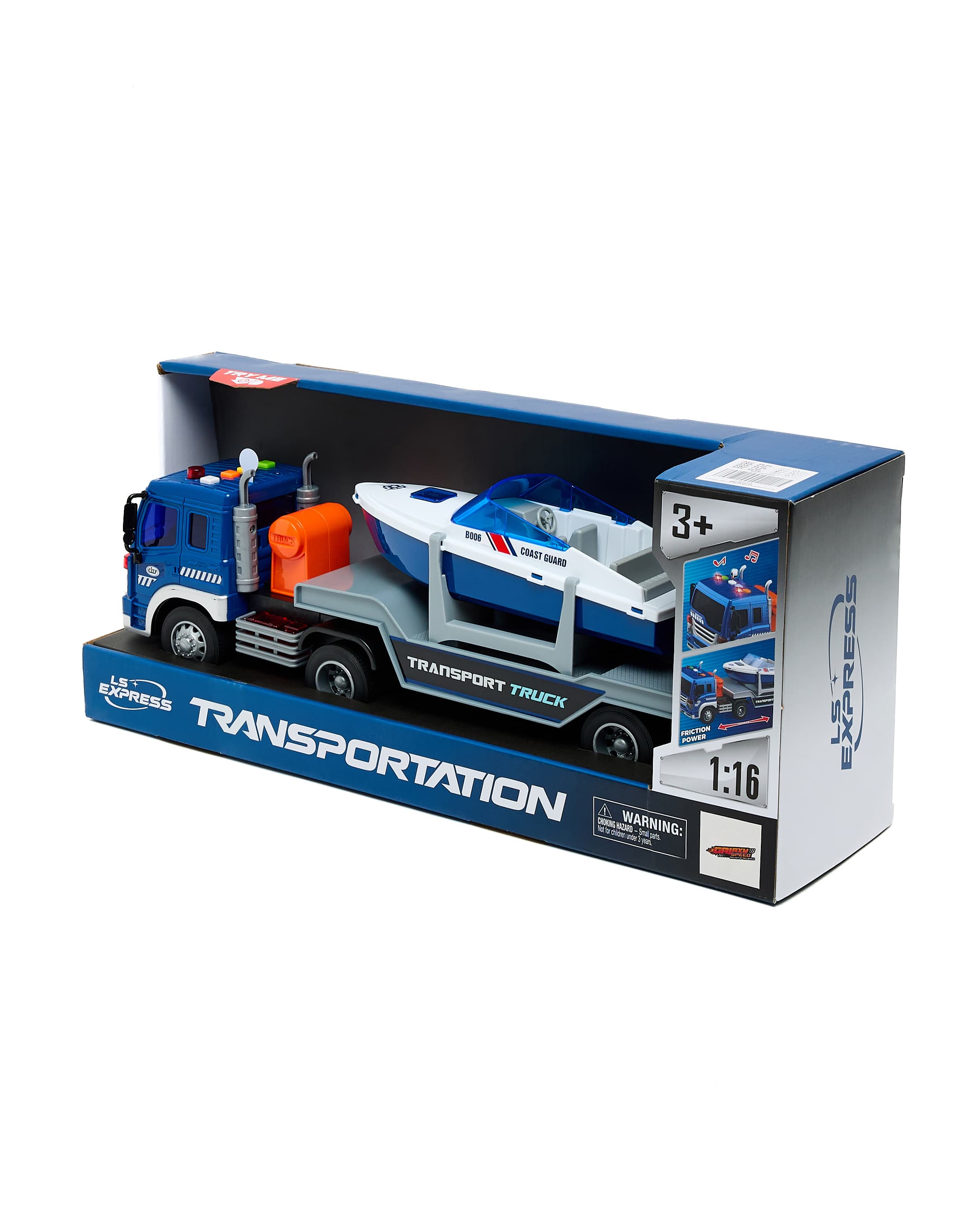 1:16 Friction Trailer with Boat with Light & Sound Multicolor thumbnail 4