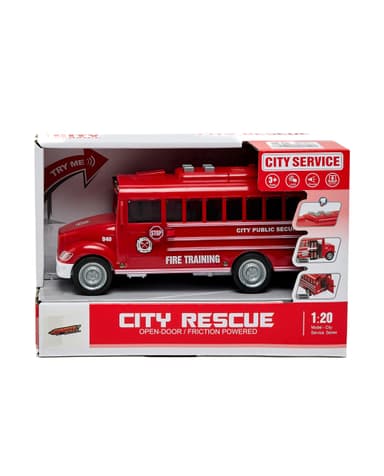 1:20 Friction School Bus with Light & Sound Red thumbnail 1