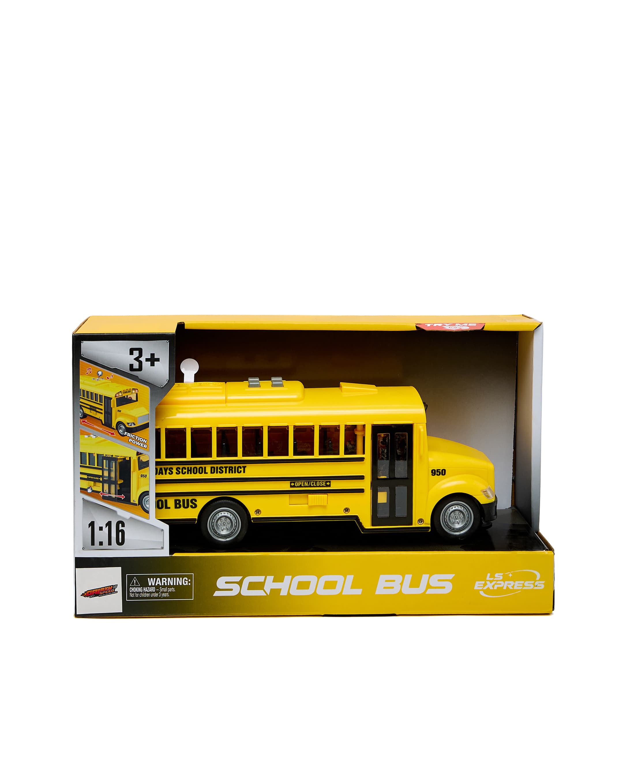 1:20 Friction School Bus with Light & Sound White