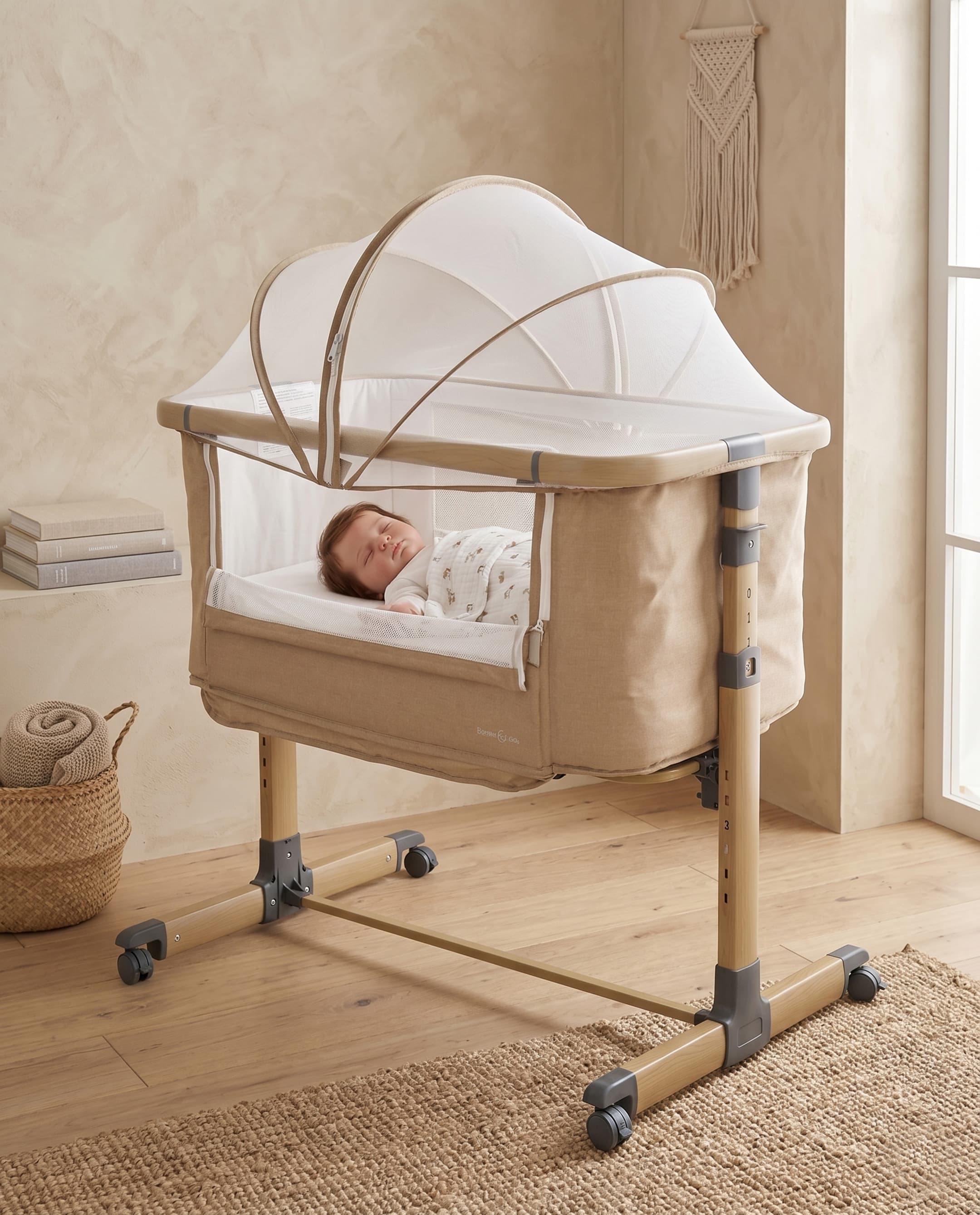 Archie Side Bassinet - Dark Beige