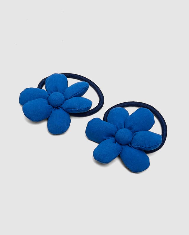 Pack Of 2 Floral-Appliquéd Hair Ties,Navy thumbnail 3