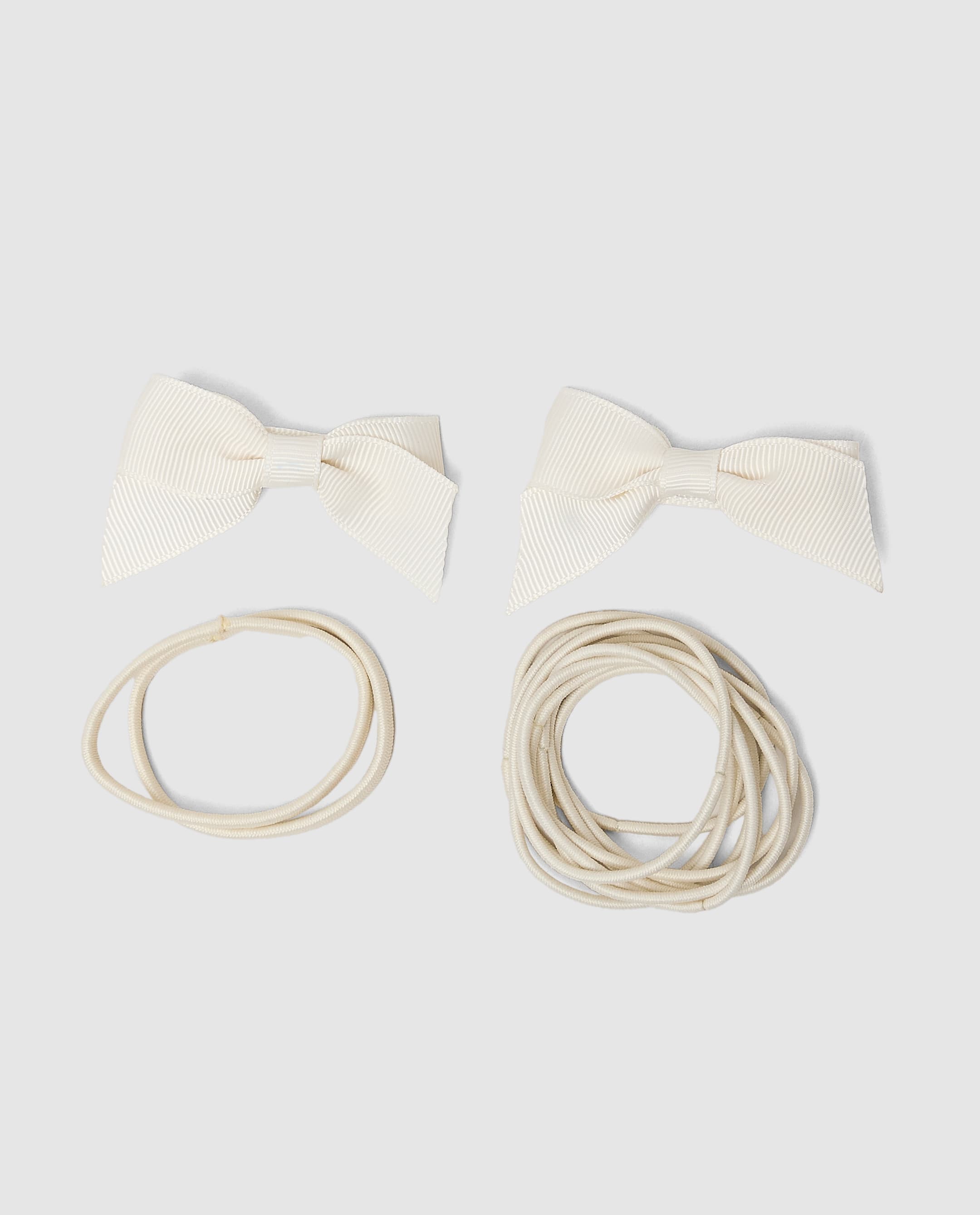 Bow Hair Tie Multipack 2,Off-White thumbnail 2
