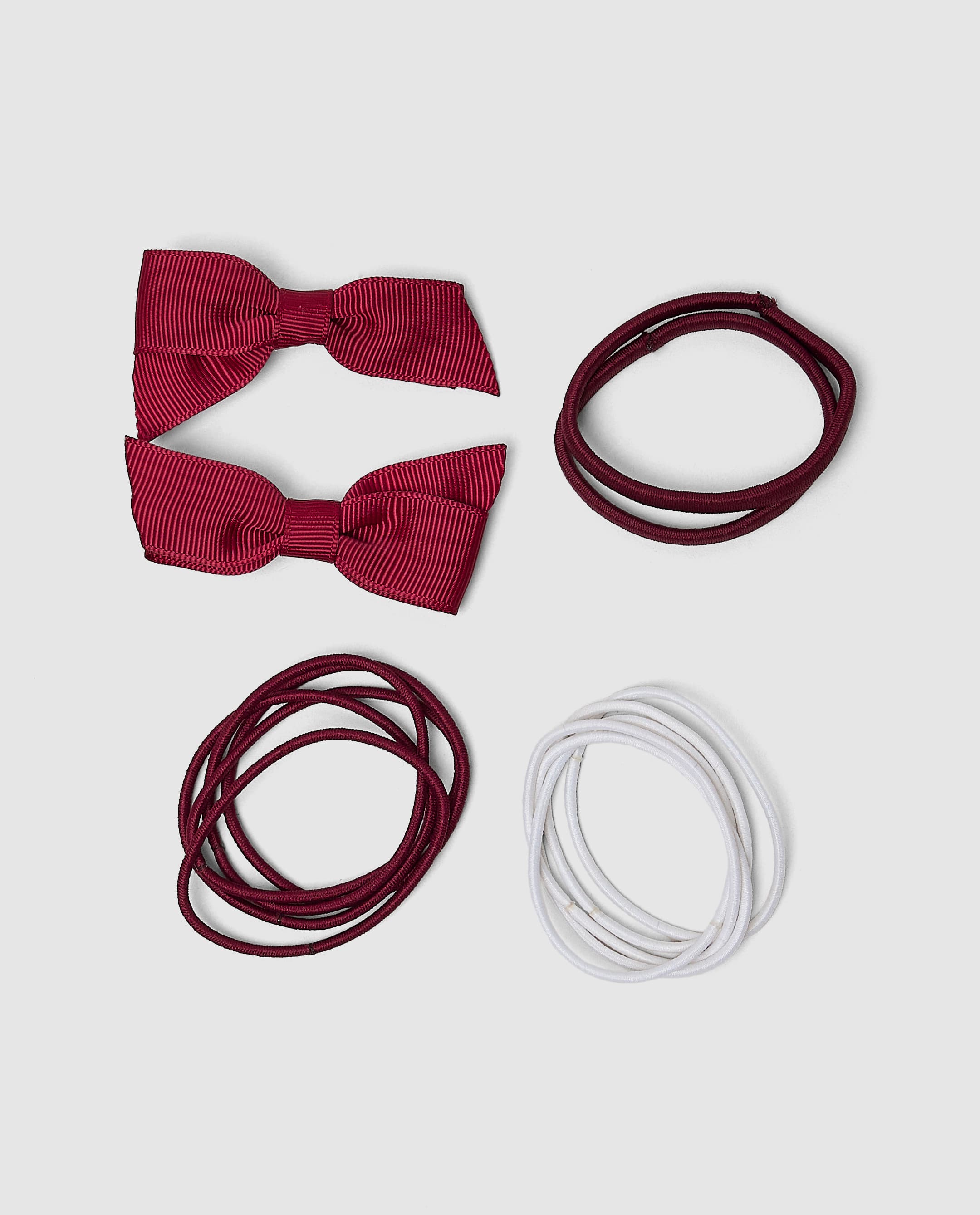Bow Hair Tie Multipack 2,Burgundy thumbnail 2