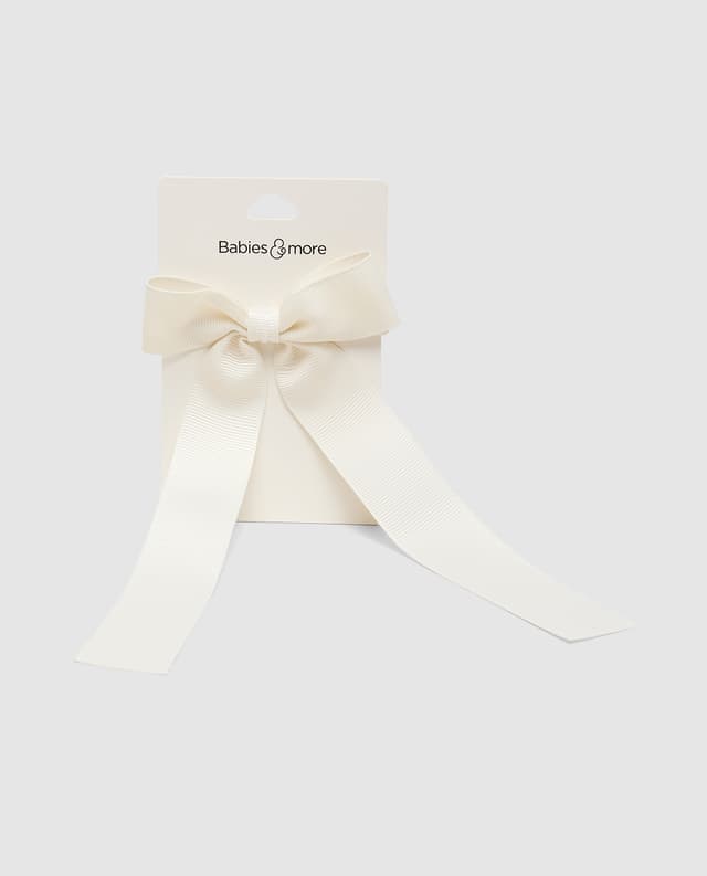 Check Bow Hair Tie ,Off-White thumbnail 1