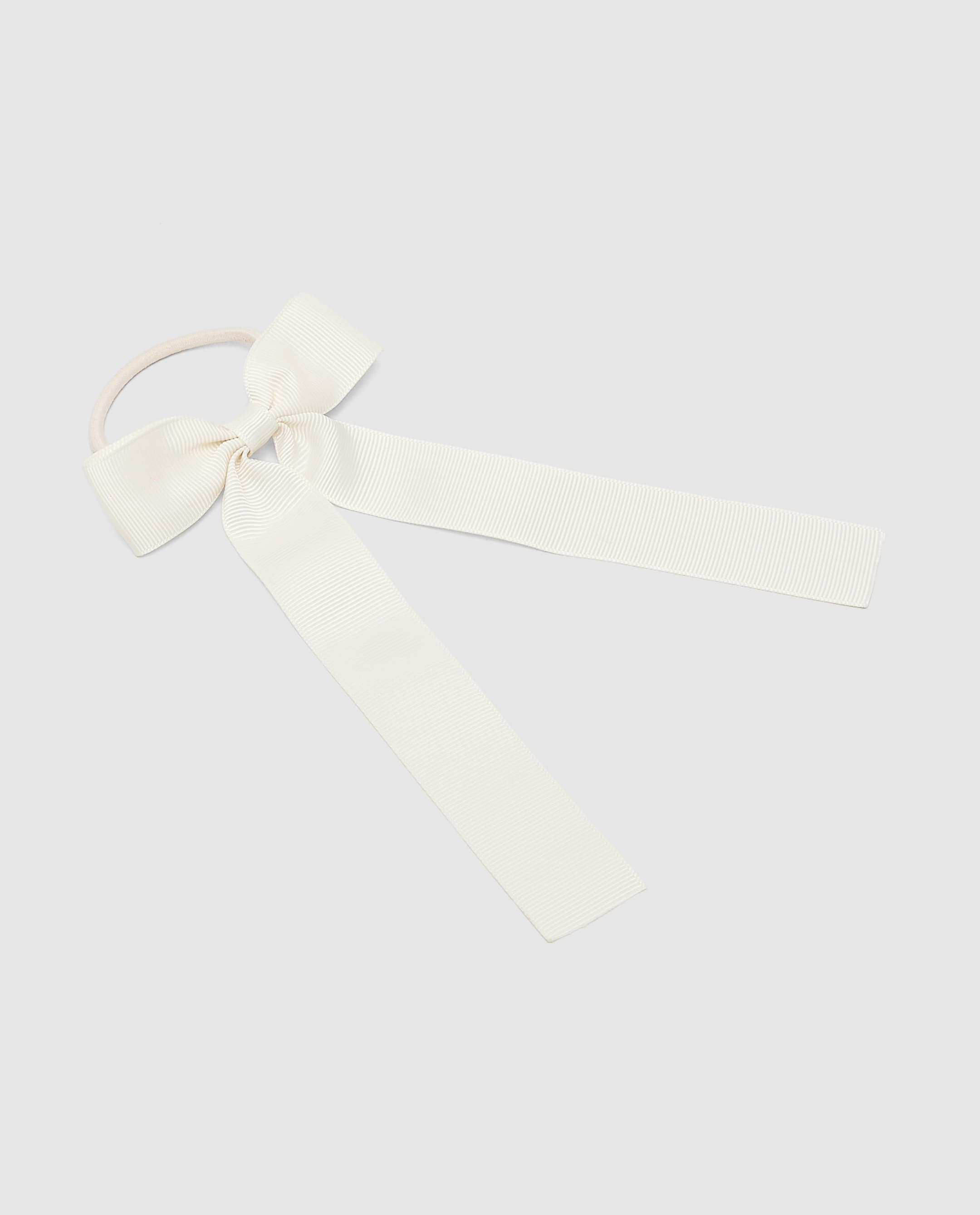 Check Bow Hair Tie ,Off-White thumbnail 2