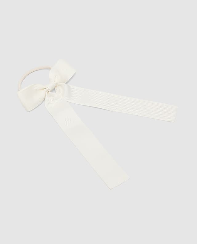 Check Bow Hair Tie ,Off-White thumbnail 2