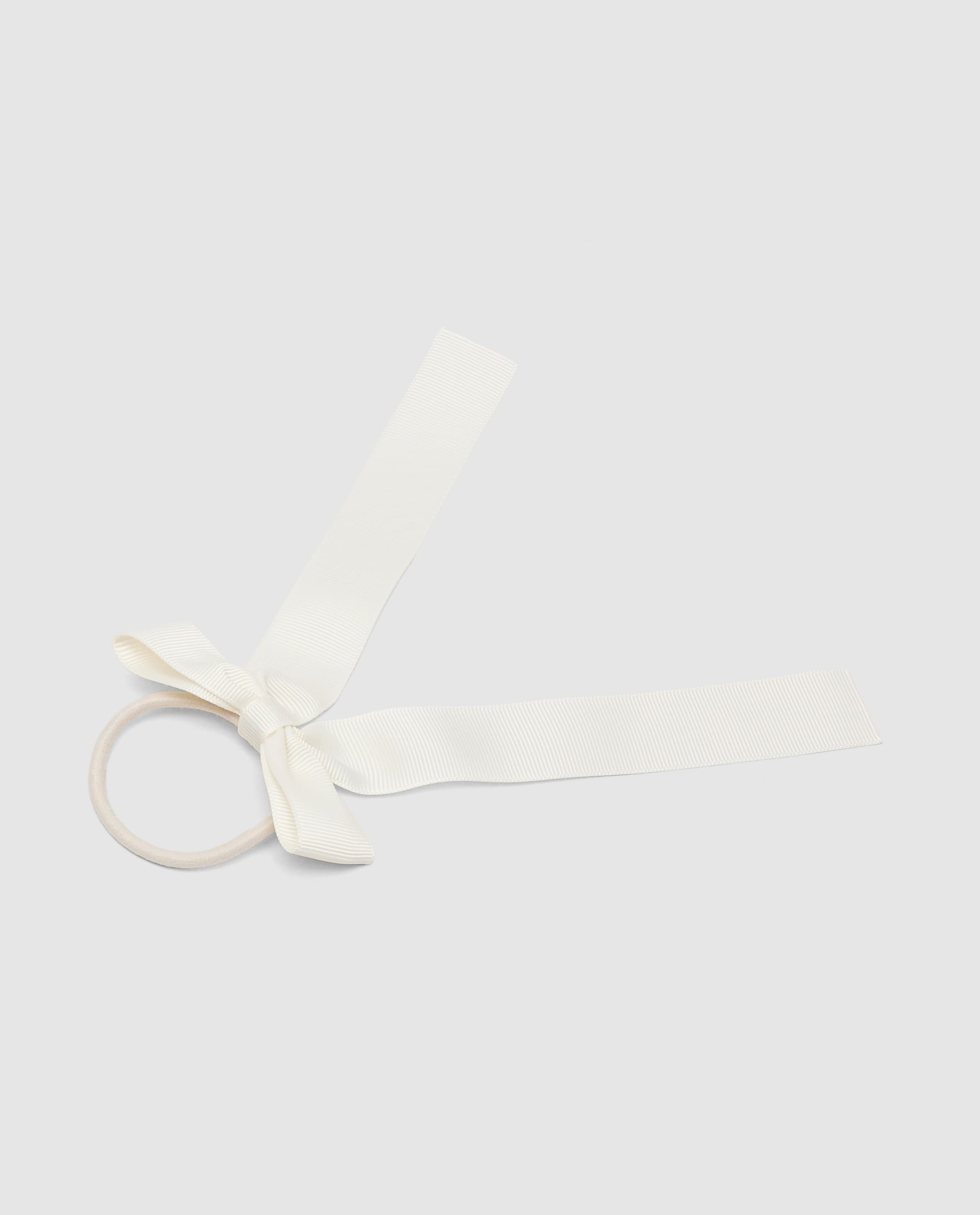 Check Bow Hair Tie ,Off-White thumbnail 3
