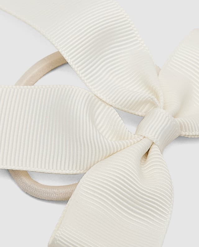 Check Bow Hair Tie ,Off-White thumbnail 5