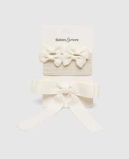 Bow Hair Tie Multipack 3,Off-White