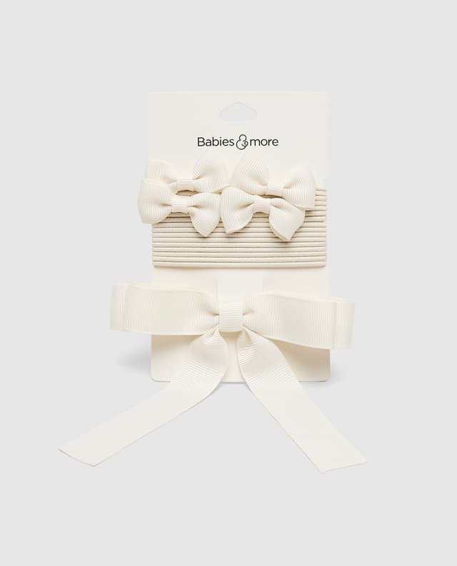 Bow Hair Tie Multipack 3,Off-White thumbnail 1
