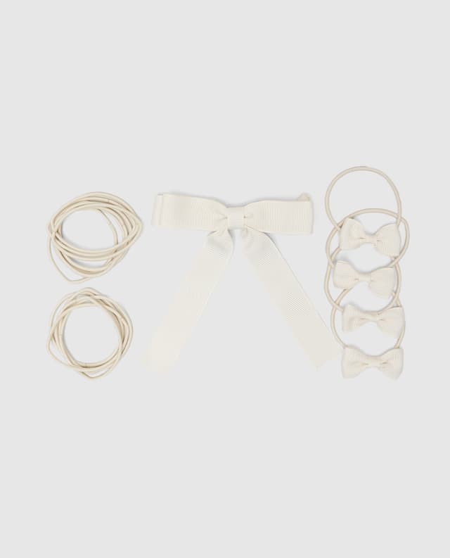 Bow Hair Tie Multipack 3,Off-White thumbnail 2
