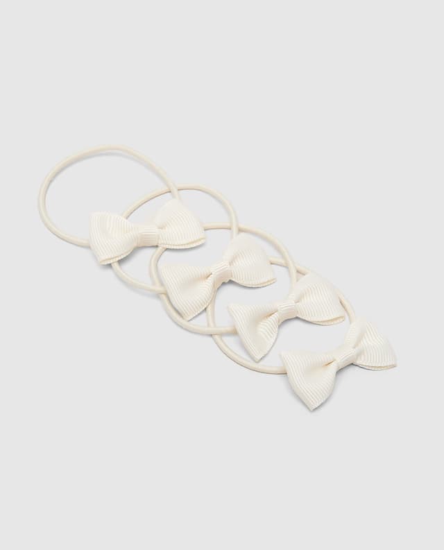 Bow Hair Tie Multipack 3,Off-White thumbnail 3