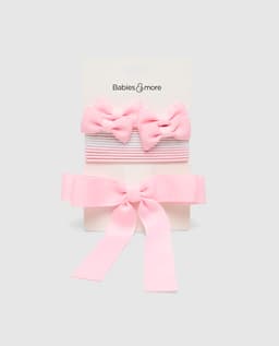Bow Hair Tie Multipack 3,Light Pink