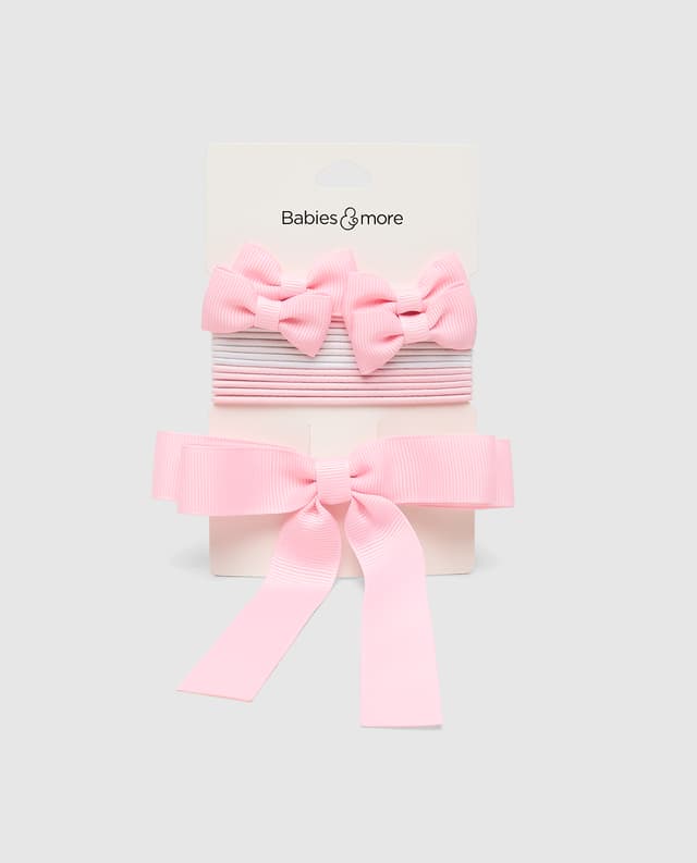 Bow Hair Tie Multipack 3,Light Pink thumbnail 1