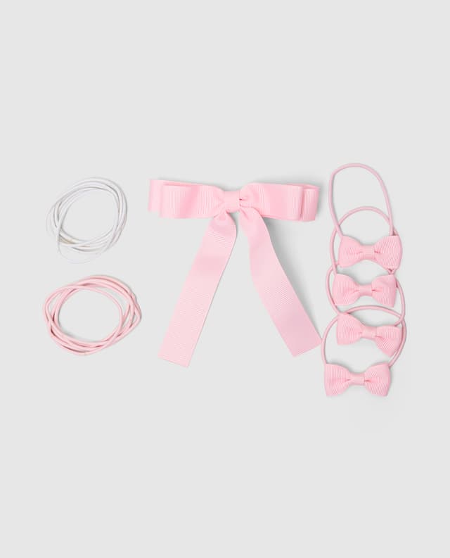 Bow Hair Tie Multipack 3,Light Pink thumbnail 2