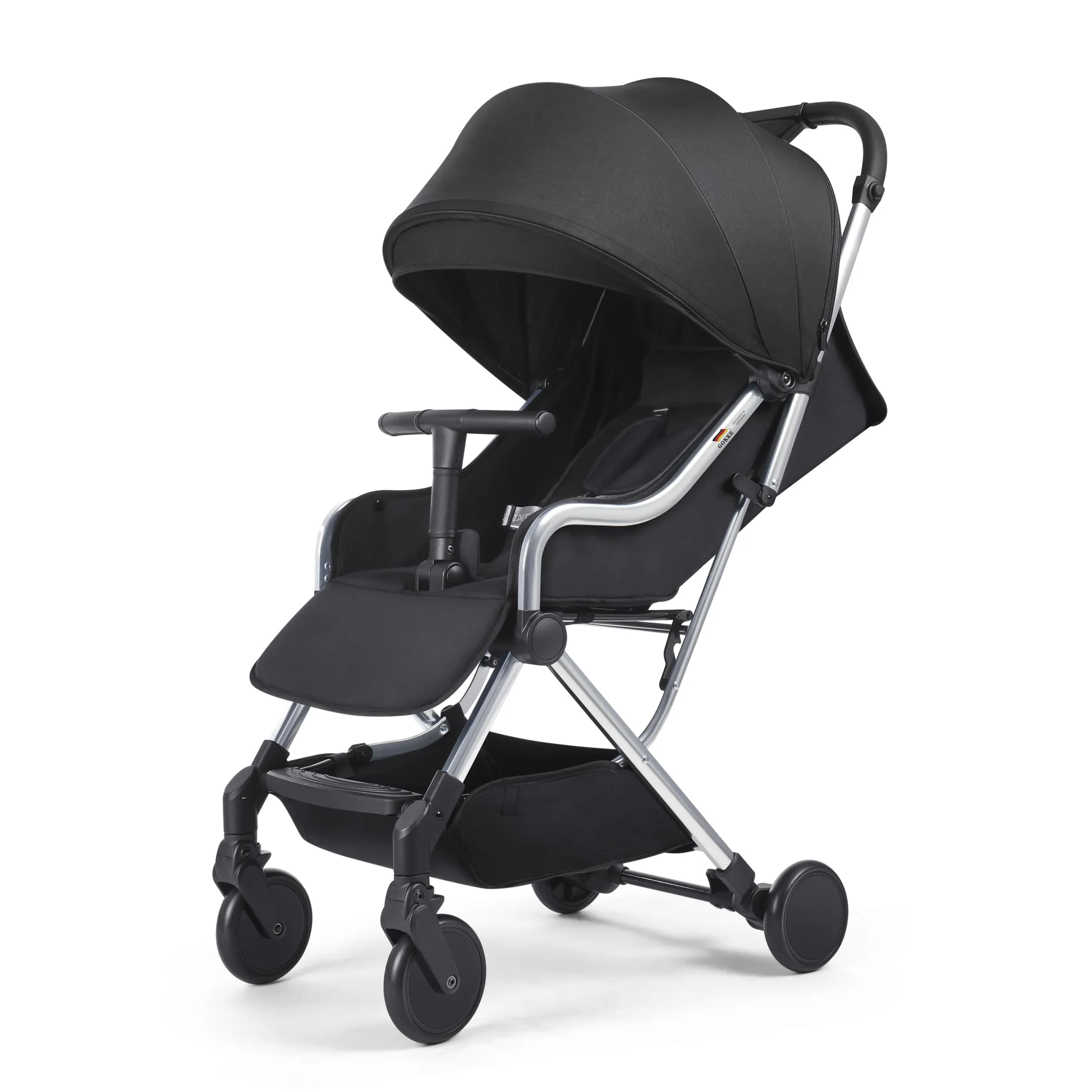 Gokke Compact Baby Stroller With 5 Point Safety Harness, Adjustable Handlebar, Suitable For Air Travel, 0-36 Months, Black - C102Abl