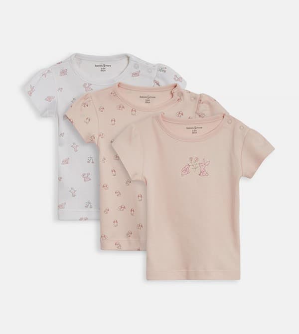100% Cotton 3 Pack Printed Short Sleeves T-Shirts