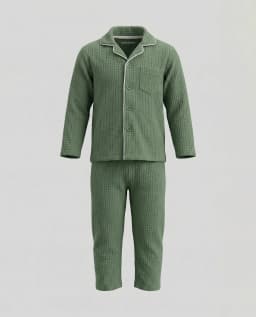 Babies and More Long Sleeves Collar Front-Open Pyjama Set - Green