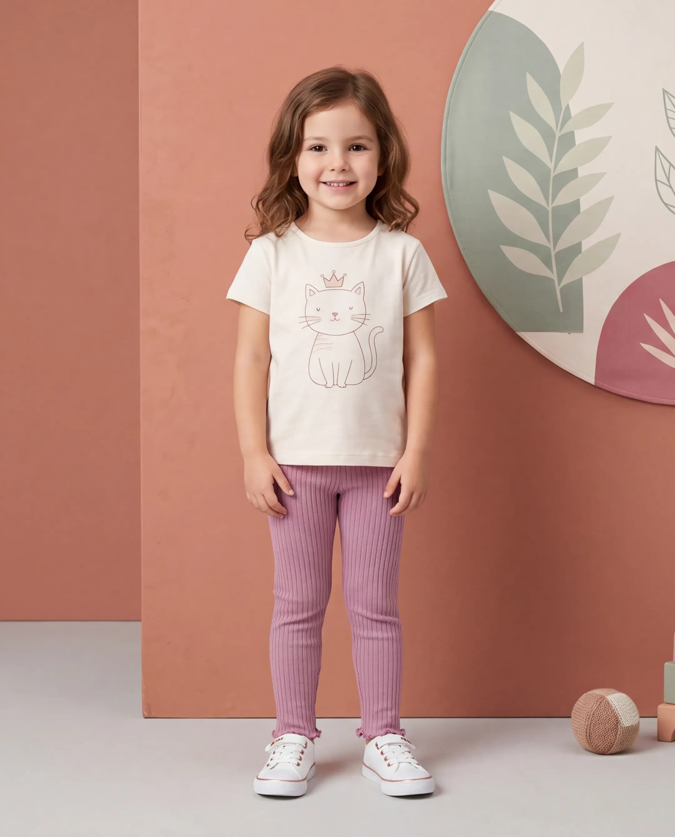 Ribbed Leggings with Elastic Waist