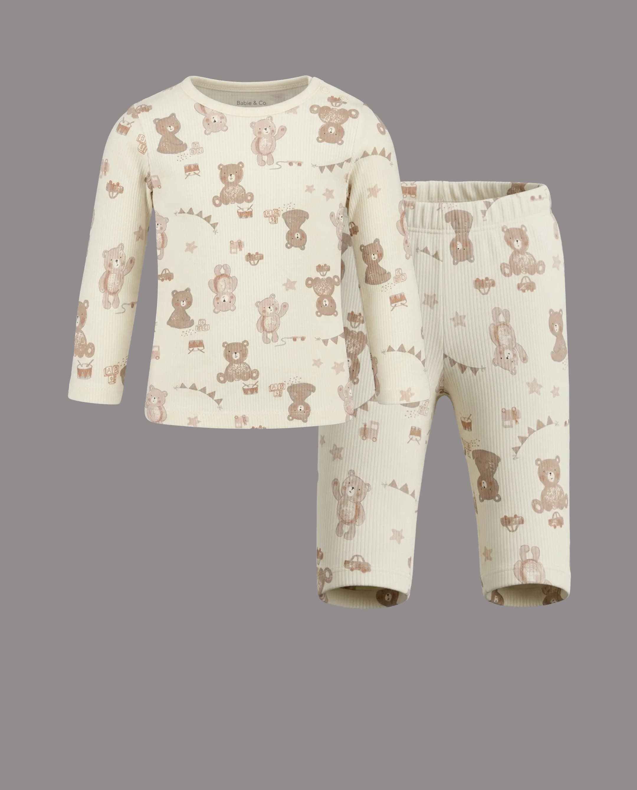 Teddy Printed Long Sleeves Pyjama Set
